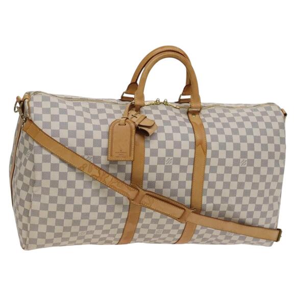 LOUIS VUITTON Damier Azur Keepall Bandouliere 55 Boston Bag N41429 - Picture 1 of 16